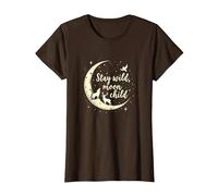 Stay Wild Moon Child Mystic Night Sky T-Shirt, Femme, Marron, L
