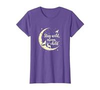Stay Wild Moon Child Mystic Night Sky T-Shirt, Femme, Violet chiné, L