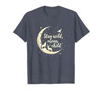 Stay Wild Moon Child Mystic Night Sky T-Shirt, Homme, Bleu Chiné, M
