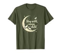 Stay Wild Moon Child Mystic Night Sky T-Shirt, Homme, Olive, L