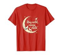Stay Wild Moon Child Mystic Night Sky T-Shirt, Homme, Rouge, S