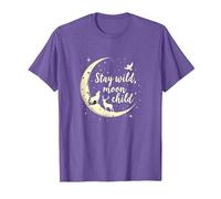 Stay Wild Moon Child Mystic Night Sky T-Shirt, Homme, Violet chiné, L