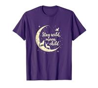 Stay Wild Moon Child Mystic Night Sky T-Shirt, Homme, Violet, L