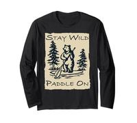 Stay Wild Paddle on Bear Planche à pagaie Humoristique Vintage Manche Longue