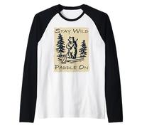 Stay Wild Paddle on Bear Planche à pagaie Humoristique Vintage Manche Raglan