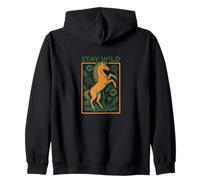Stay Wild Wild Horses Nature Rétro Western Free Spirit Wild Sweat à Capuche