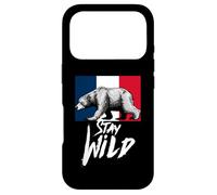 Stay Wild with Wild Bear & France Flag, French Bear Graphic Coque pour iPhone 17 Pro