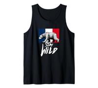 Stay Wild with Wild Bear & France Flag, French Bear Graphic Débardeur