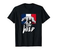 Stay Wild with Wild Bear & France Flag, French Bear Graphic T-Shirt