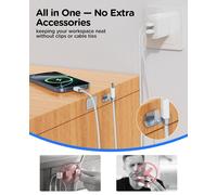 Staycable Câble USB vers USBC avec support magnétique, 5 FT/1,5 m USB-A vers type C, charge rapide et gestion des câbles de bureau, compatible avec iPhone 15 16 Pro Max