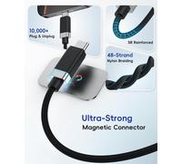 Staycable-Lot De 2 Câbles Magnétiques Usb C Vers Usb C-1 M-3 A 60 W-Charge Rapide De Type C-Anti-Chute-En Nylon Tressé-Pour Lit,Bureau,Voiture