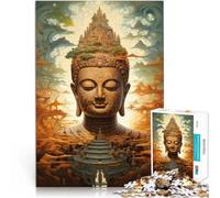 Staycation Tuer Le Temps Art du Bouddha Puzzle 1000 pièces pour Adultes 50x75cm avec des pièces de Formes aléatoires entièrement imbriquées