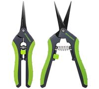 STAYGROW Lot de 2 sécateurs de jardin de 16,5 cm - En acier inoxydable - Avec mécanisme à ressort - Pour branches et branches - 16,5 cm (1 coupe droite + 1 courbée)