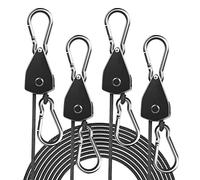 STAYGROW Lot de 4 Sangles de Suspension réglables de 0,3 cm, Sangles d'arrimage à cliquet Robustes avec engrenage en métal renforcé, système de poulie à cliquet, Sangles de Kayak pour Suspendre des