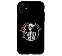 Staying Alive Skeleton Drink Coffee Baristas Coffee Lover Coque pour iPhone 11