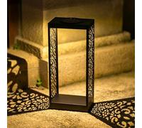 Staymoment Grande lanterne solaire pour jardin extérieur : 39 cm lampes LED noires comme décoration de balcon et jardin photophore extérieur style bohème