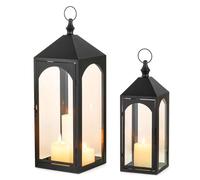 Staymoment Lot de 2 lanternes d'extérieur résistantes aux intempéries pour balcon, jardin, noir, XXL