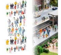 StaZamor Figurines Miniatures peintes à l'échelle 1:87, 50 pièces, Petites Figurines pour scènes de Train Miniature, Maison de poupée, aménagement ferroviaire