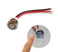 STBTECH Variateur d'intensité tactile LED 12 V 5-24 V CC - Intensité variable en continu pour bandes LED - Avec lumière bleue - Pour trou de montage de 17 mm - Fil en silicone - 1 pièce
