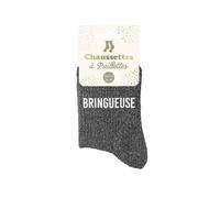 STC Chaussettes Femme Bringueuse – Noires à paillettes – Taille 36/42