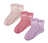 STC Lot 3 paires chaussettes pailletées Princesse, Connasse, Fabuleuse Rose mi-mollet