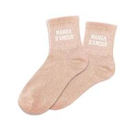 STC Chaussettes Paillettes Maman Amour Femme Paire Taille 39 Rose/Fuchsia