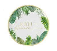 STC - 6 Assiettes Carton Anniversaire Tropical Party 23CM