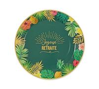 STC - 6 ASSIETTES CARTON RETRAITE TROPICAL 23CM VERT