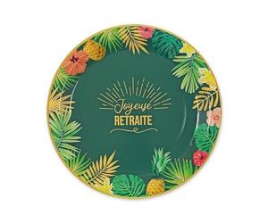 STC - 6 ASSIETTES CARTON RETRAITE TROPICAL 23CM VERT