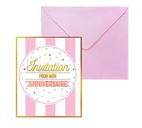 STC - 6 CARTONS INVITATION ANNIVERSAIRE SUGAR PARTY ROSE