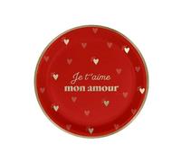 STC Assiettes en carton "Je t'aime" 23 cm Rouge - 6 pièces