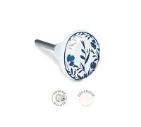 STC Bouton de meuble fleurs Bleu céramique 1 unité