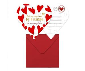 STC - Carte Puzzle C?'UR Message Amour 14CM Rouge