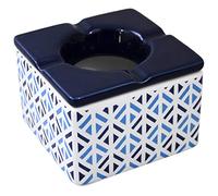 SUD TRADING Cendrier marocain en céramique blanc et bleu - Hauteur 7 cm - Profondeur 10 cm - Largeur 10 cm