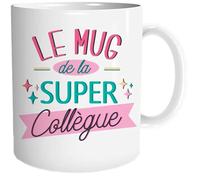 Tasse mug - Super collègue - Porcelaine - Cylindrique - Compatible lave-vaisselle - Design contemporain