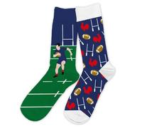 STC - Paire DE Chaussettes Coton Passion Rugby Homme Multicolore One Size (39-45) 2 Count