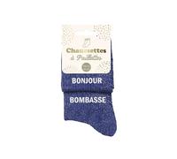 STC Chaussettes Bonjour Bombasse – paillettes duo – Bleu nuit Taille 36/42
