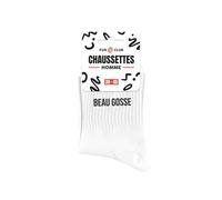 STC Chaussettes Famille 'Beau gosse' blanches Homme