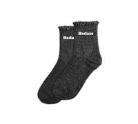 STC Paire de chaussettes Badass noir à paillettes à feston
