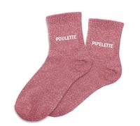 STC Chaussettes Pailletées Duo Poulette Pipelette - Rose - Femme - Adultes - Unisex - Cadeaux pour Anniversaire - 2 Paires - M/L