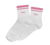 Chaussettes - Femme - Argent avec paillettes avec bandes roses - Baby - Taille 36/42