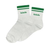Chaussettes - Femme - Blanc avec paillettes avec bandes vert - Rebelle - Taille 36/42