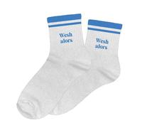 Chaussettes - Femme - Argent avec paillettes avec bandes bleues - Wesh alors - Taille 36/42