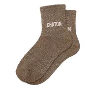 Paire De Chaussettes Paillettes Chaton Marron