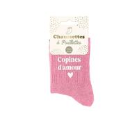Chaussettes - Femme - Rose avec paillettes - Copine d'amour - Taille 36/42 - Humour - Cadeau
