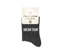 Chaussettes - Femme - Noir avec paillettes - Dream Team - Taille 36/42 - Humour - Cadeau