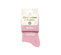 STC Chaussettes Bisou Amour – Duo paillettes dépareillées – Rose