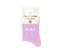 Chaussettes - Femme - Violet avec paillettes - Ma puce - Taille 36/42 - Humour - Cadeau