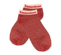 STC Chaussettes paillettes - Socquettes paillettes : Emmerdeuse, Rouge, Taille Unique (36-42)