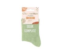 STC Chaussettes femme Sœur complice Vert paillettes Taille 36/42 Humour Cadeau